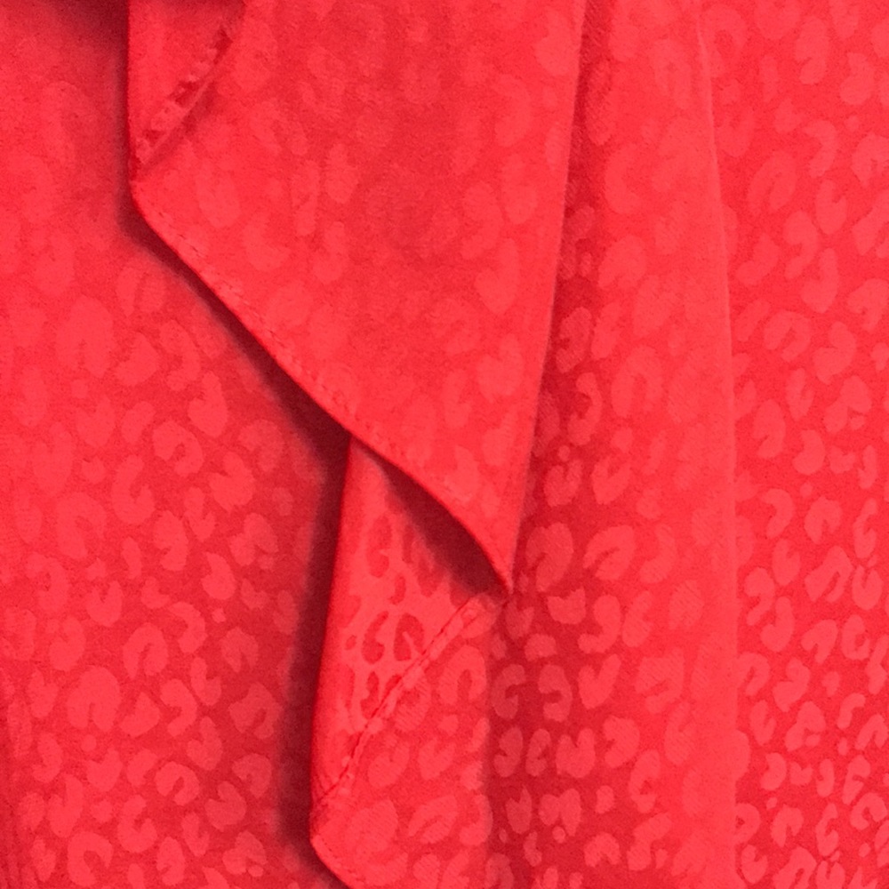 Red Patterned Skirt Front Ruffle Size 12 - Picture 2 of 6